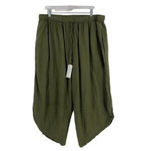 Earthbound Cropped Pants Women's XL Olive Green High Rise Elastic Waist NWT